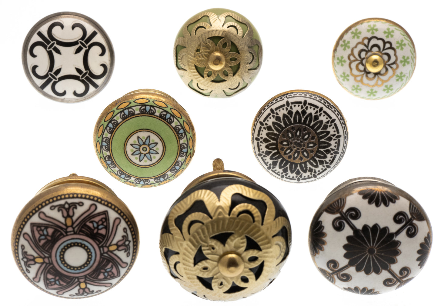 Boutons de porte en céramique dans des styles de mosaïque rétro (Ensemble de 8)