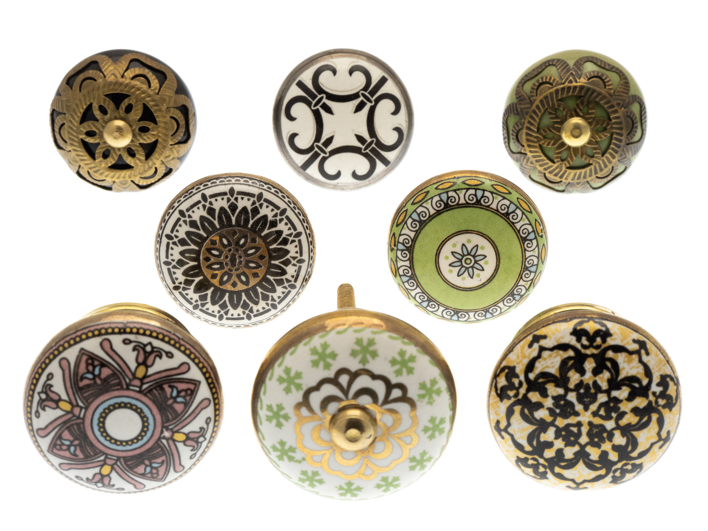 ceramic door knobs handcrafted vintage mosaic style set of 8