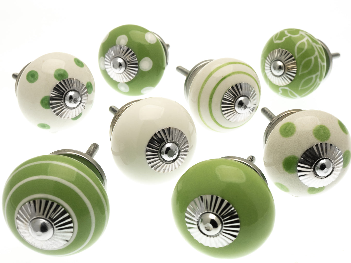 Ceramic Cupboard Knobs Apple Orchard Green (Set of 8)