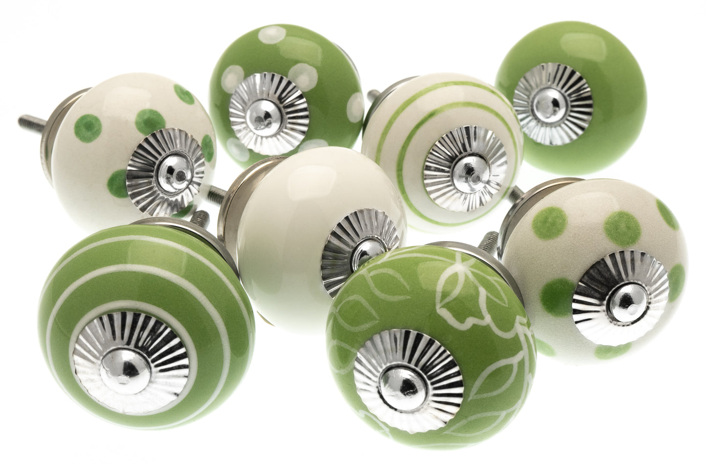 Ceramic Cupboard Knobs Apple Orchard Green (Set of 8)