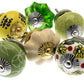 Ceramic Door Knobs Pretty Country Greens and Cream Set of 6