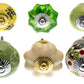 Ceramic Door Knobs Pretty Country Greens and Cream Set of 6