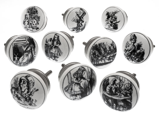 Ceramic Door Knobs Exclusive Alice in Wonderland (Set of 10)