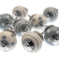 Ceramic Door Knobs in Whisper Greys Hand Painted Spots and Stripes  - Set of 8
