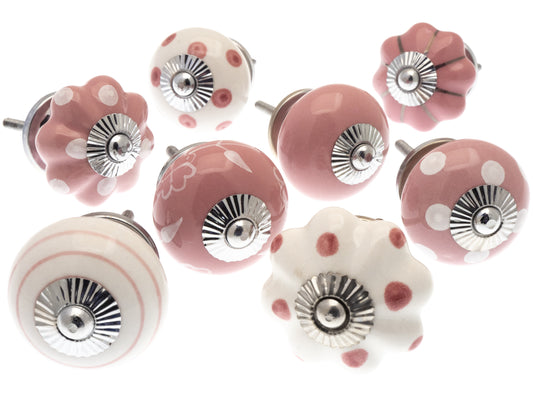 8 x boutons de porte en céramique rose poignées de tiroir de placard Vintage Shabby Chic