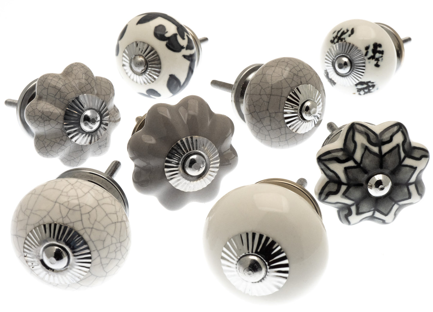 Boutons de placard en céramique dans 8 jolies nuances de gris subtils