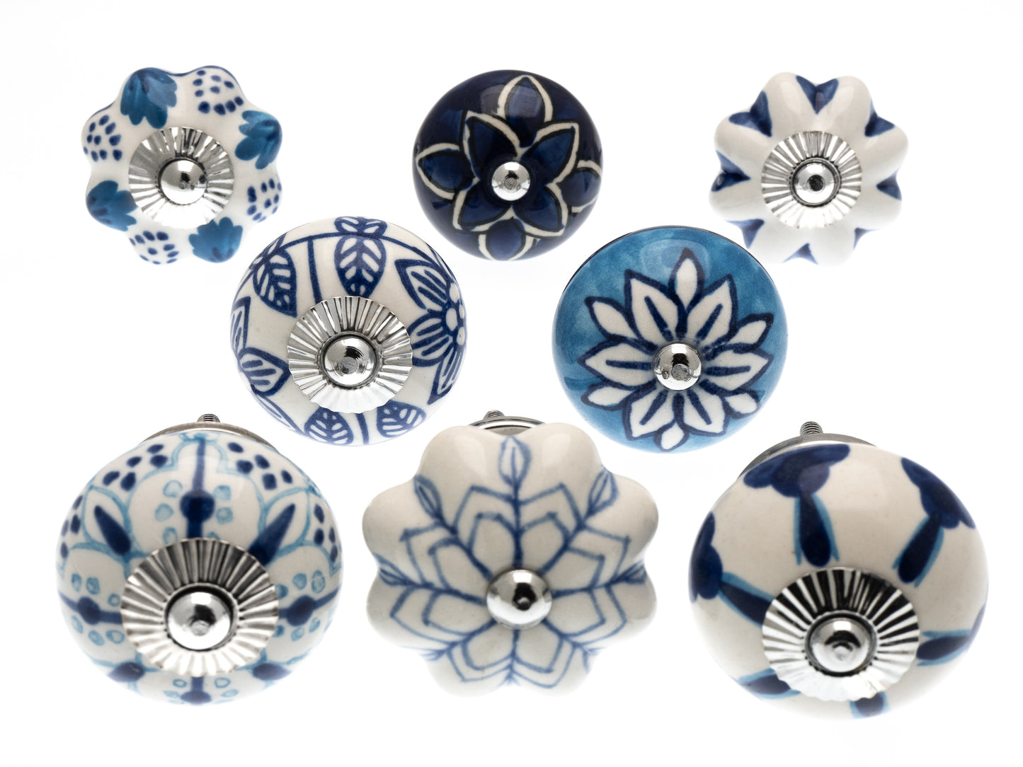 Cupboard Knobs in Cobalt Blue and Turquoise Pack of 8