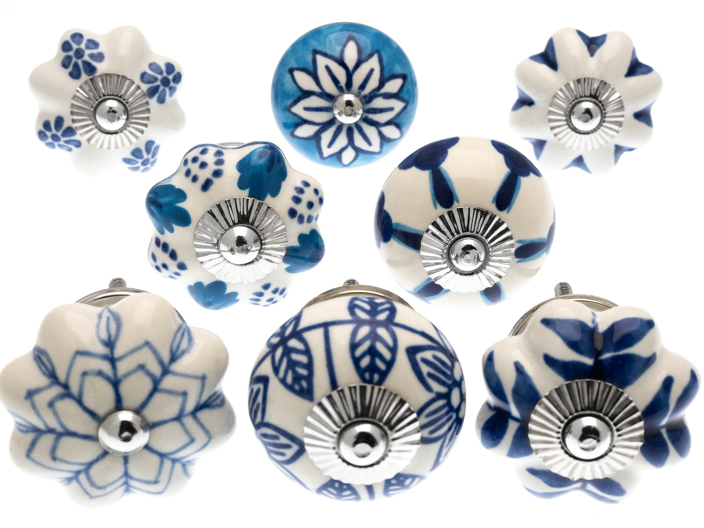Ceramic Knobs Light, Dark and Arctic Blue (Set of 8)