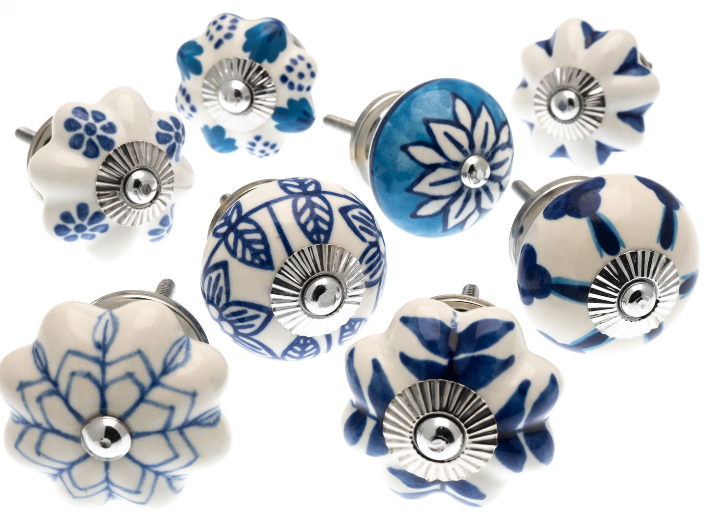 Ceramic Knobs Light, Dark and Arctic Blue (Set of 8)