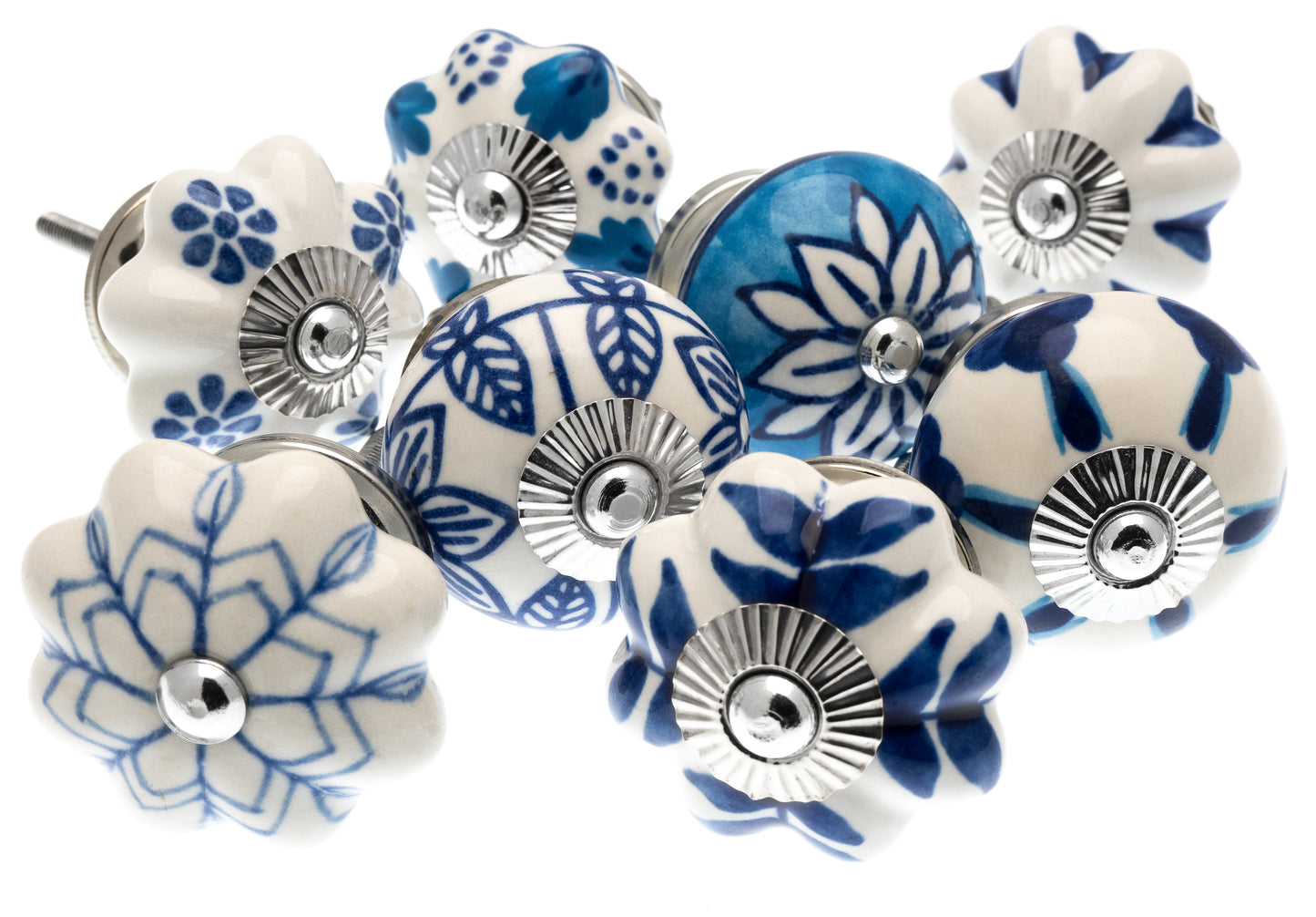 Ceramic Knobs Light, Dark and Arctic Blue (Set of 8)
