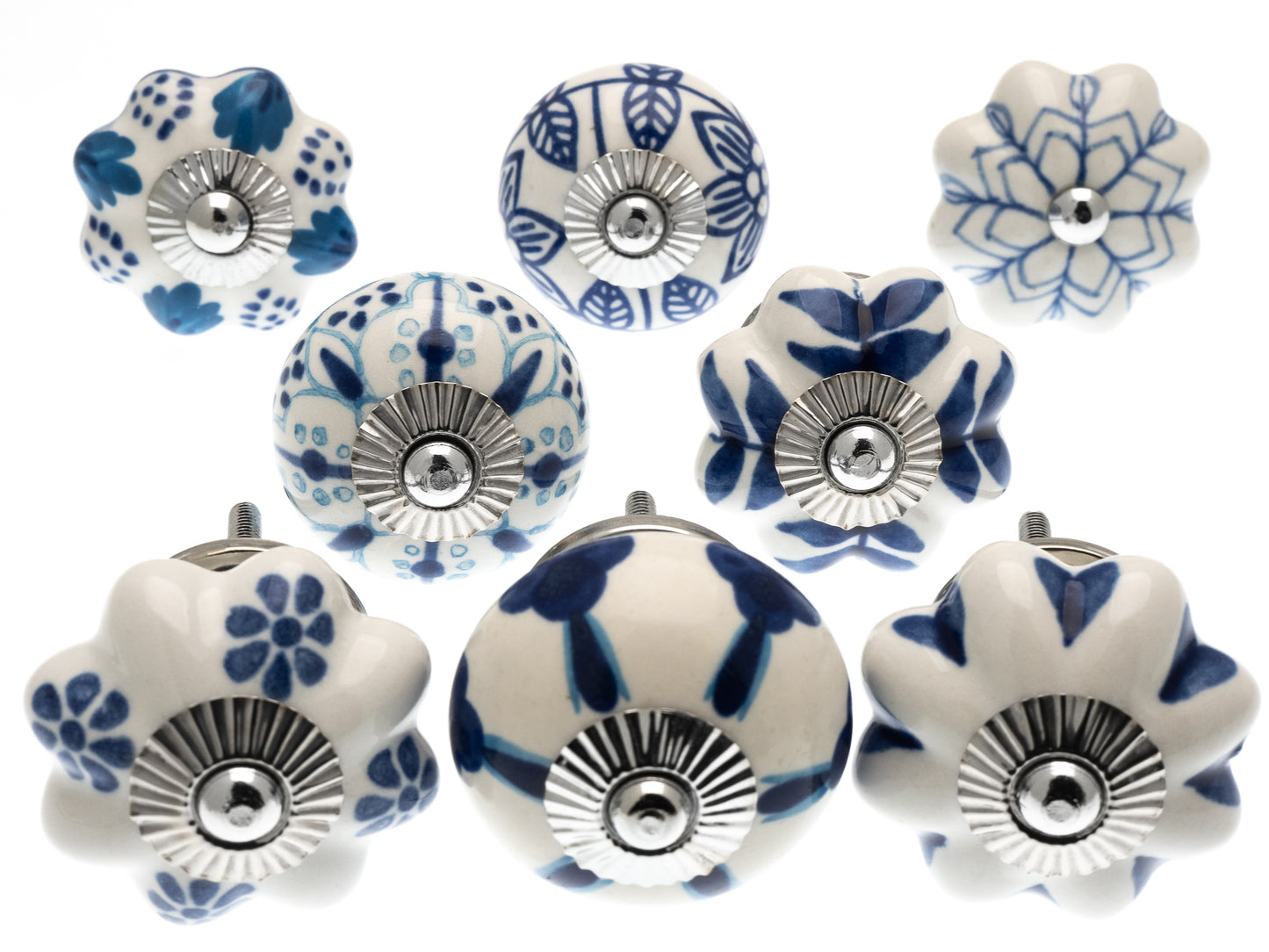 Cupboard Knobs in Mixed Blues Wardrobe Kitchen Pulls Pack of 8