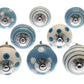 Ceramic Door Knobs in Pale Blue - Hand Painted Dots  (Set of 8)