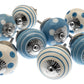 Ceramic Door Knobs in Pale Blue - Hand Painted Dots  (Set of 8)
