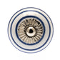 Round Ceramic Knob White with Navy Blue Stripes / Hoops