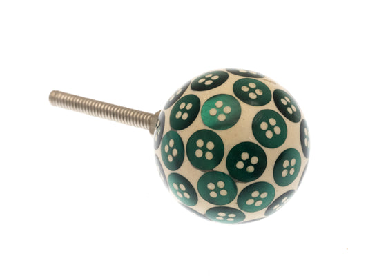 Acrylic Cupboard Knob Round with Green Buttons
