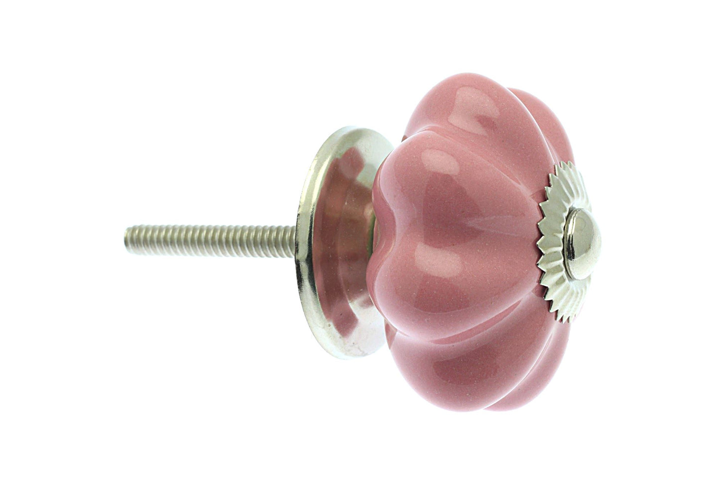 Flower Ceramic Knob Pink Chrome Cap and Base 42mm