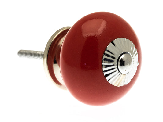 Bouton rond en céramique rouge vif 40 mm