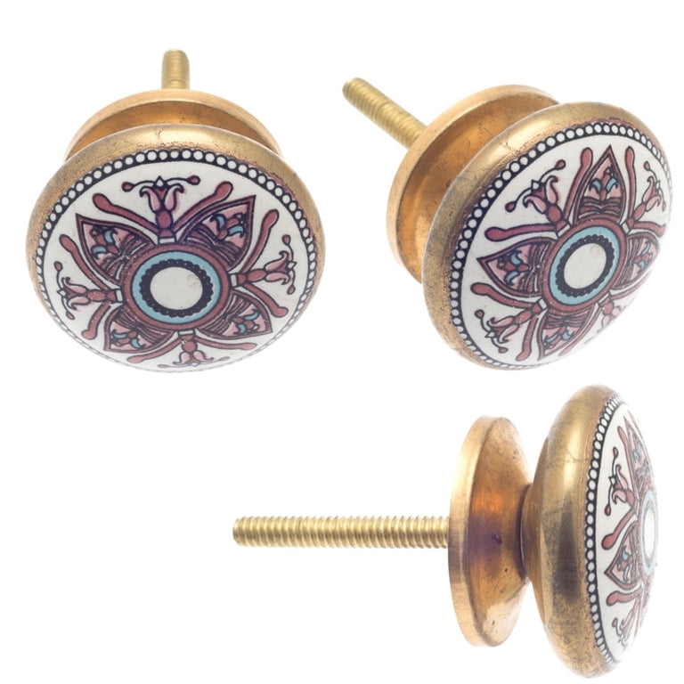 ceramic door knobs handcrafted vintage mosaic style set of 8