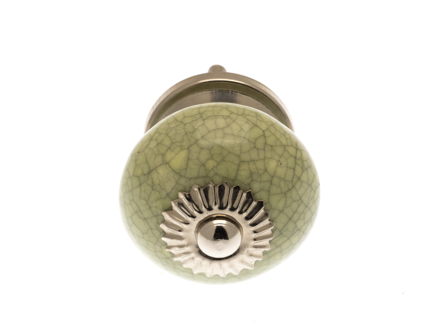 Ceramic Cupboard Knob Round Eau de Nil Green Crackle Glaze 40mm