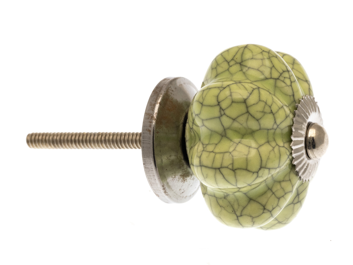 Ceramic Knob Flower Shape Eau de Nil Green Crackle Glaze 40mm