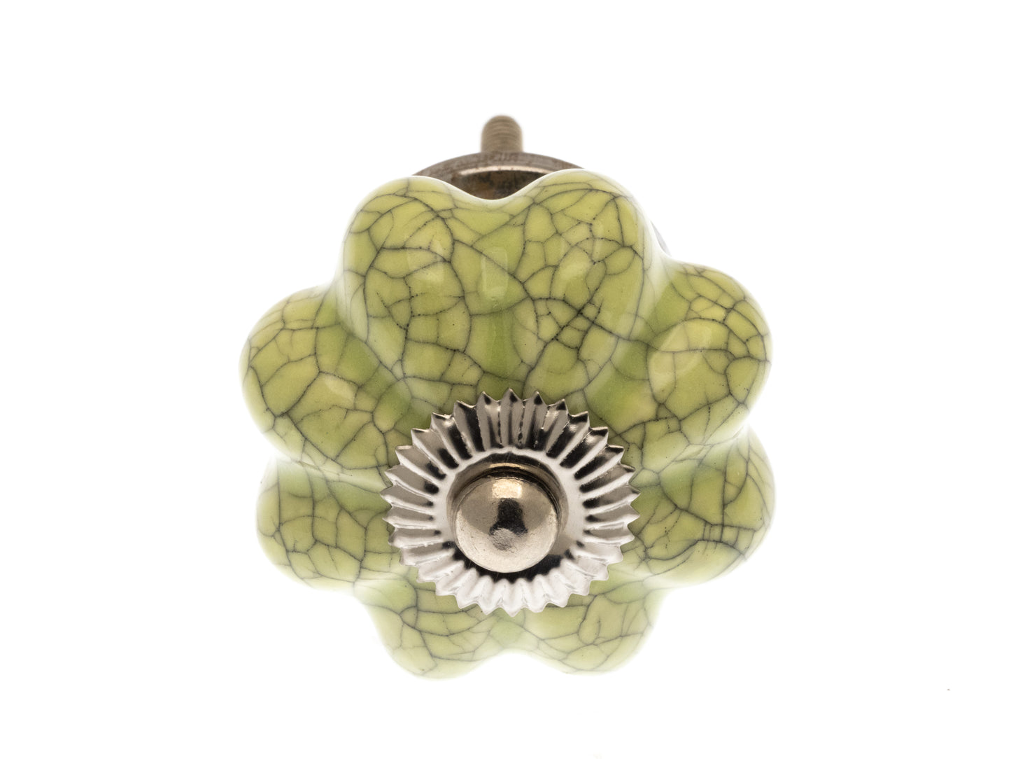 Ceramic Knob Flower Shape Eau de Nil Green Crackle Glaze 40mm