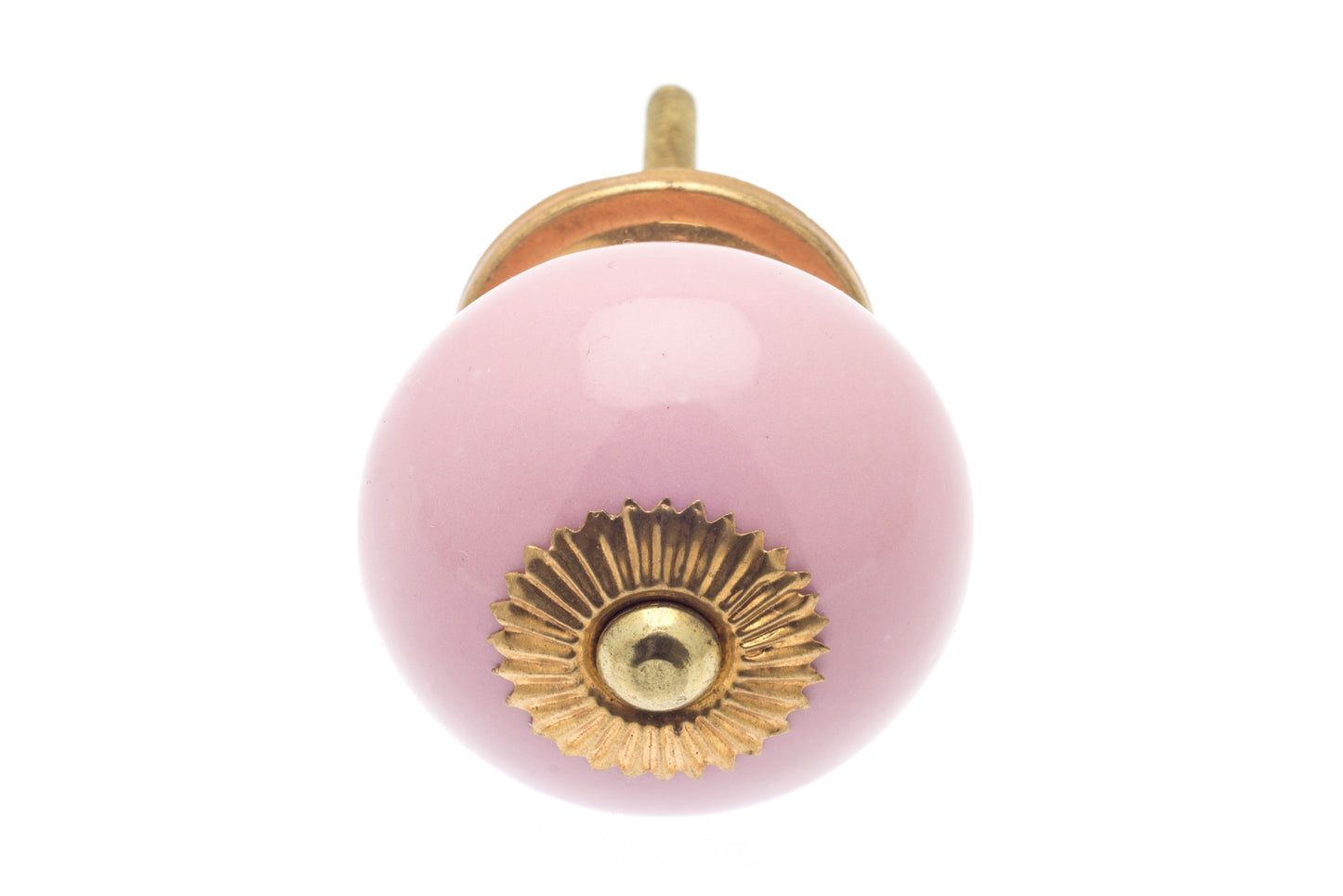 Bouton Céramique Rose Pâle 40mm Laiton