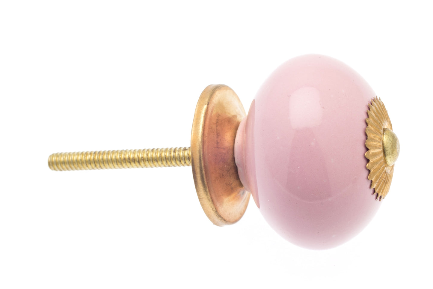 Bouton Céramique Rose Pâle 40mm Laiton