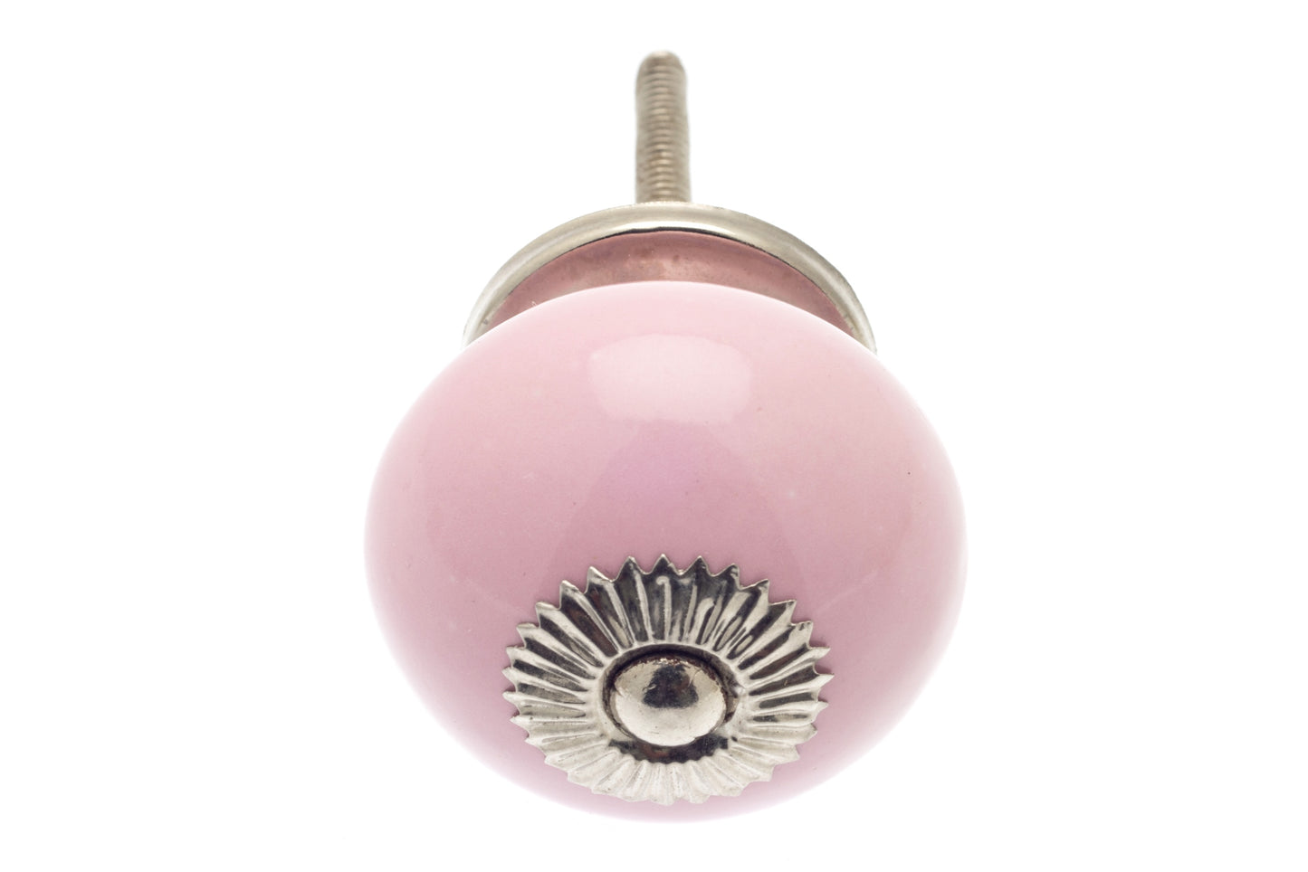 Bouton Céramique Rose Pâle 40mm Chromé
