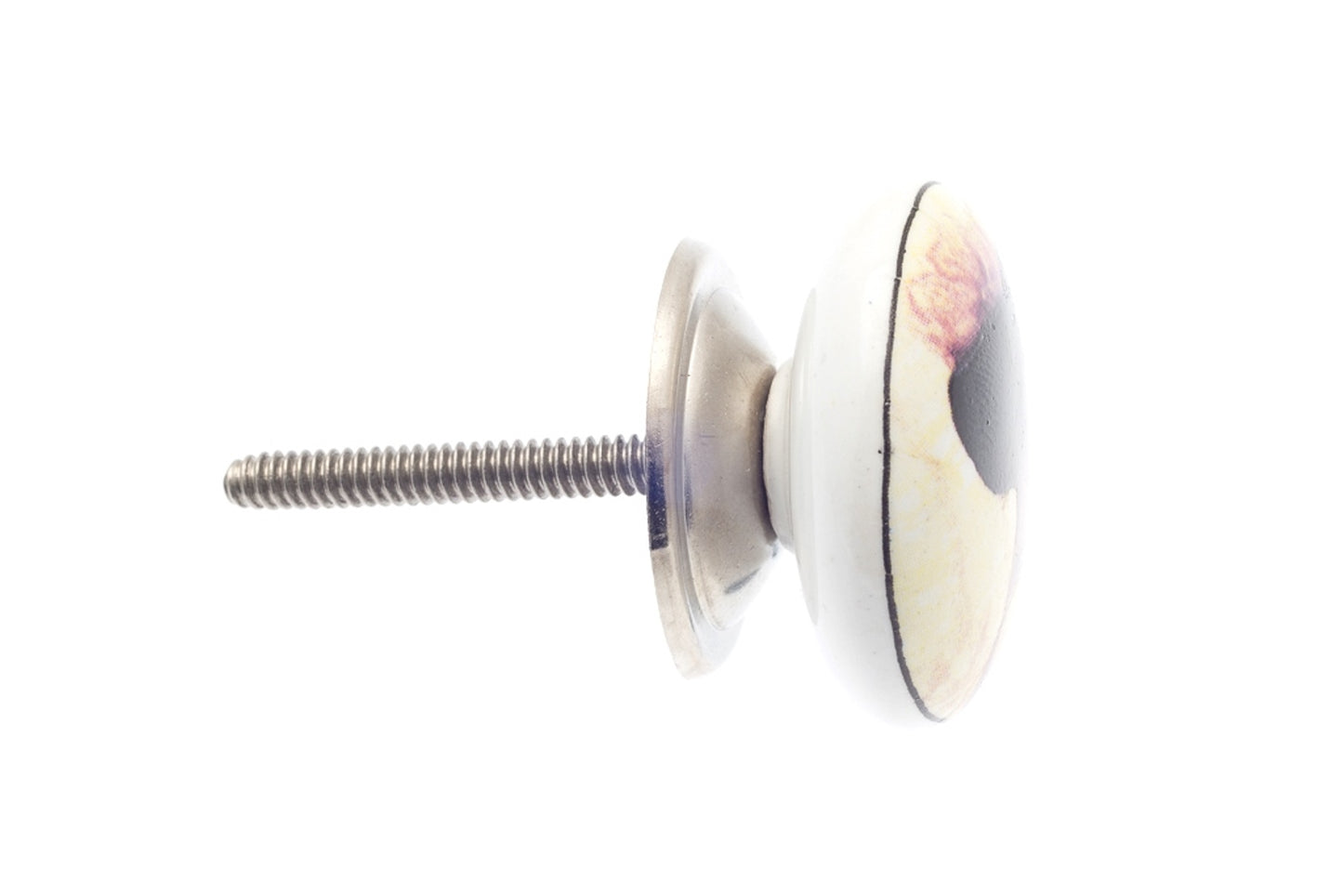 Bouton en céramique blanc avec dame Ascot peinte