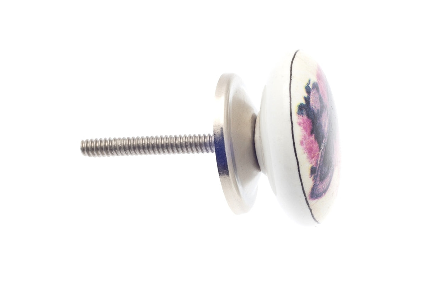 Ceramic Knob White with Painted Victorian Lady 38mm