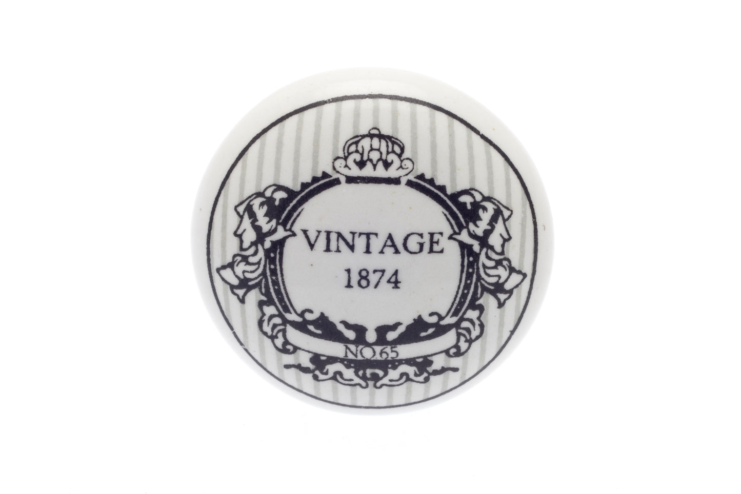 Bouton en céramique blanc 'Vintage 1874' 38mm