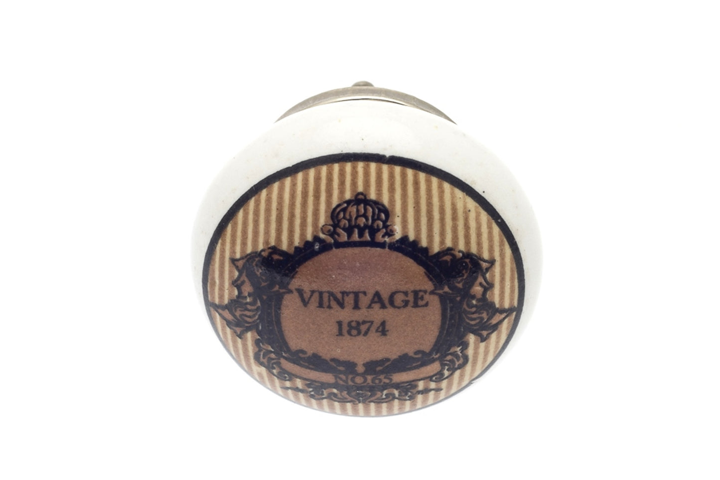 Ceramic Knob Tobacco Brown 'Vintage 1874' 38mm