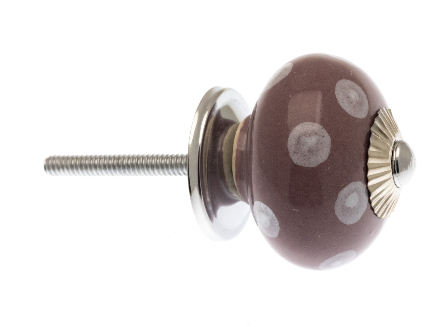 Ceramic Knob Plum with White Spots / Dots 40mm