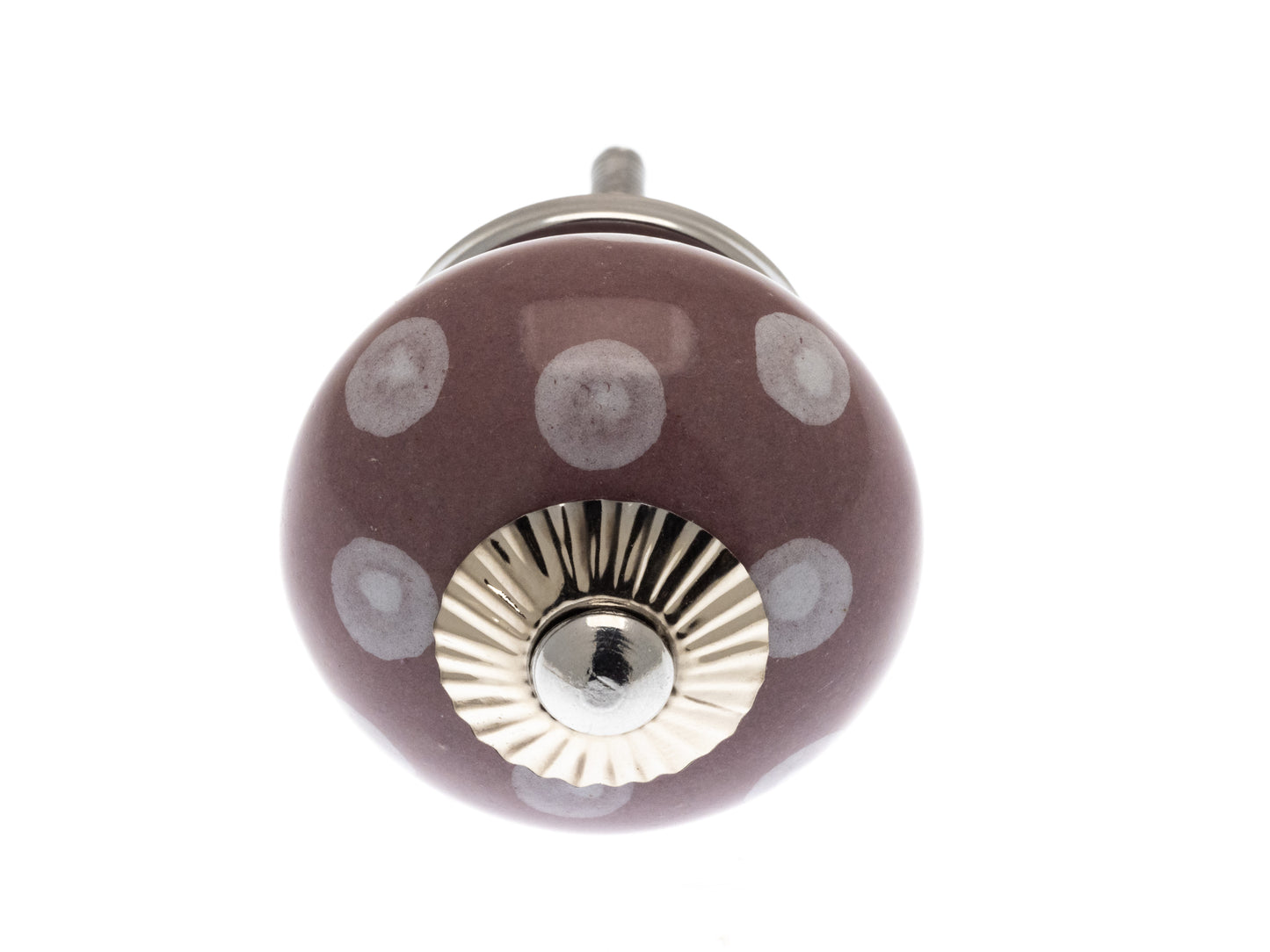Ceramic Knob Plum with White Spots / Dots 40mm