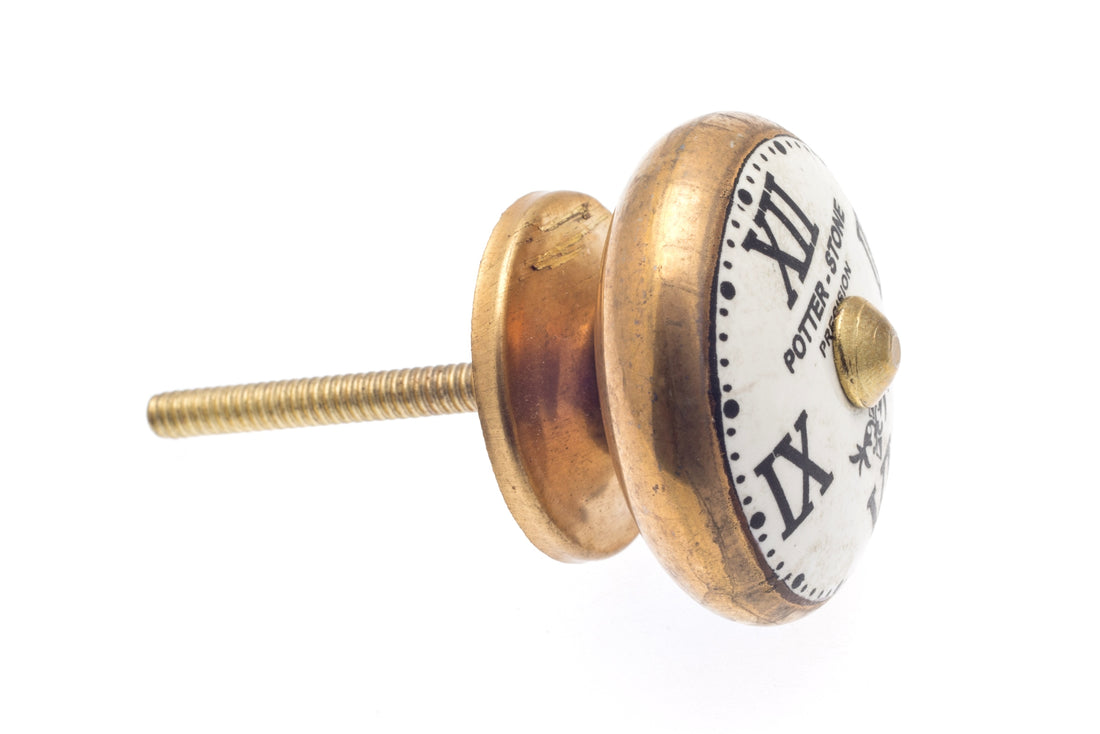 Ceramic Door Knob Potterstone Clock Knob Antique Gold Surround ...