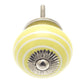 Ceramic Knob Yellow with White Stripes / Hoops