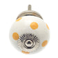 Ceramic Knob White with Yellow Spots / Dots