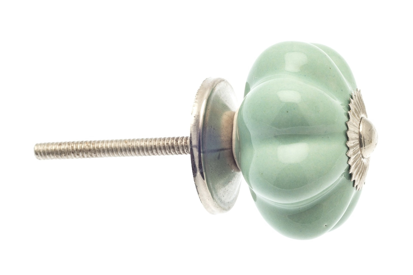 Bouton de porte en céramique forme fleur Eau de Nil Vert 42mm