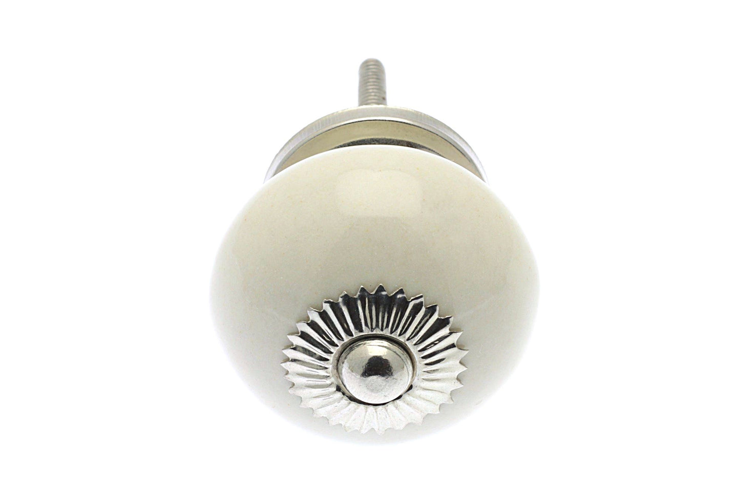 Bouton de Placard en Céramique Blanc Amande 40mm