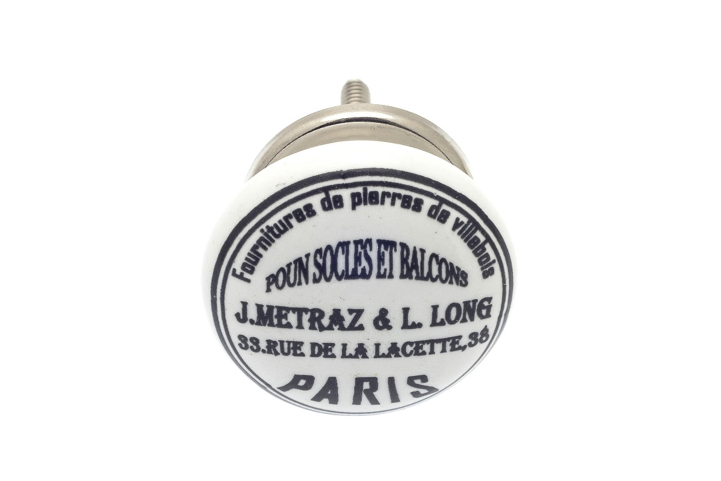 Bouton en céramique 'J. Metraz' Noir sur Blanc 38mm