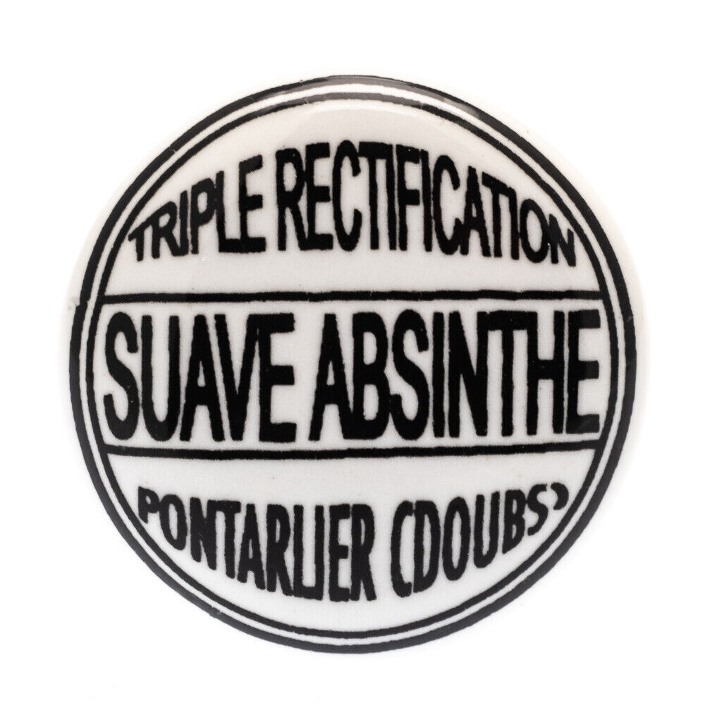 Bouton en céramique Suave Label écriture noire sur blanc 38mm