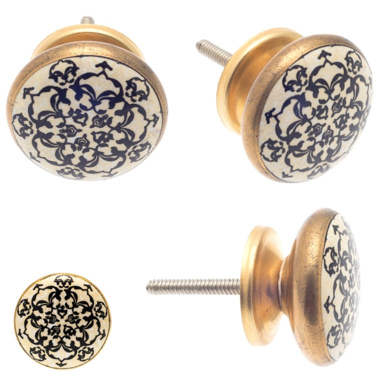 ceramic door knobs handcrafted vintage mosaic style set of 8