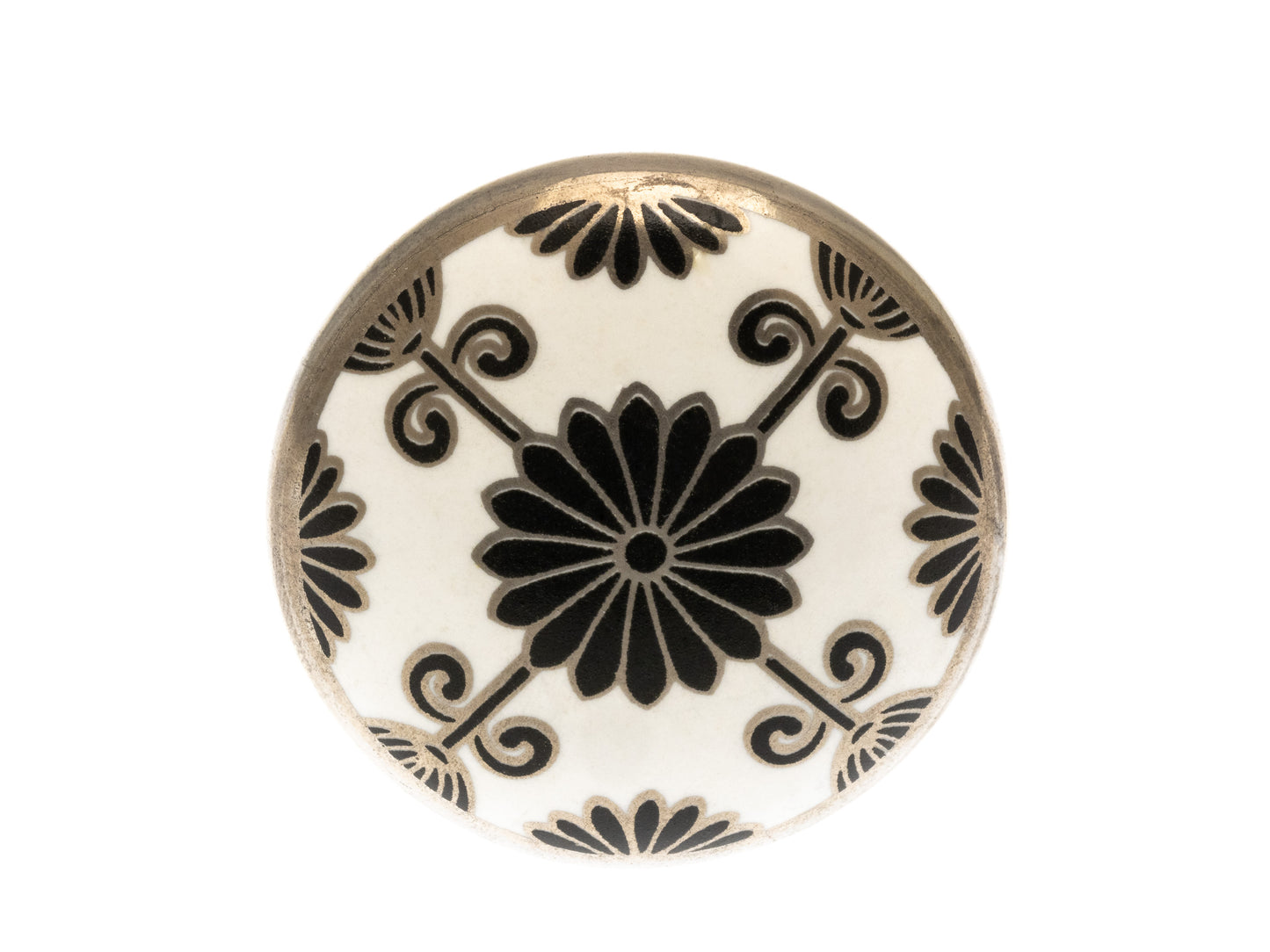 Bouton en céramique à motif noir et argent antique 40 mm
