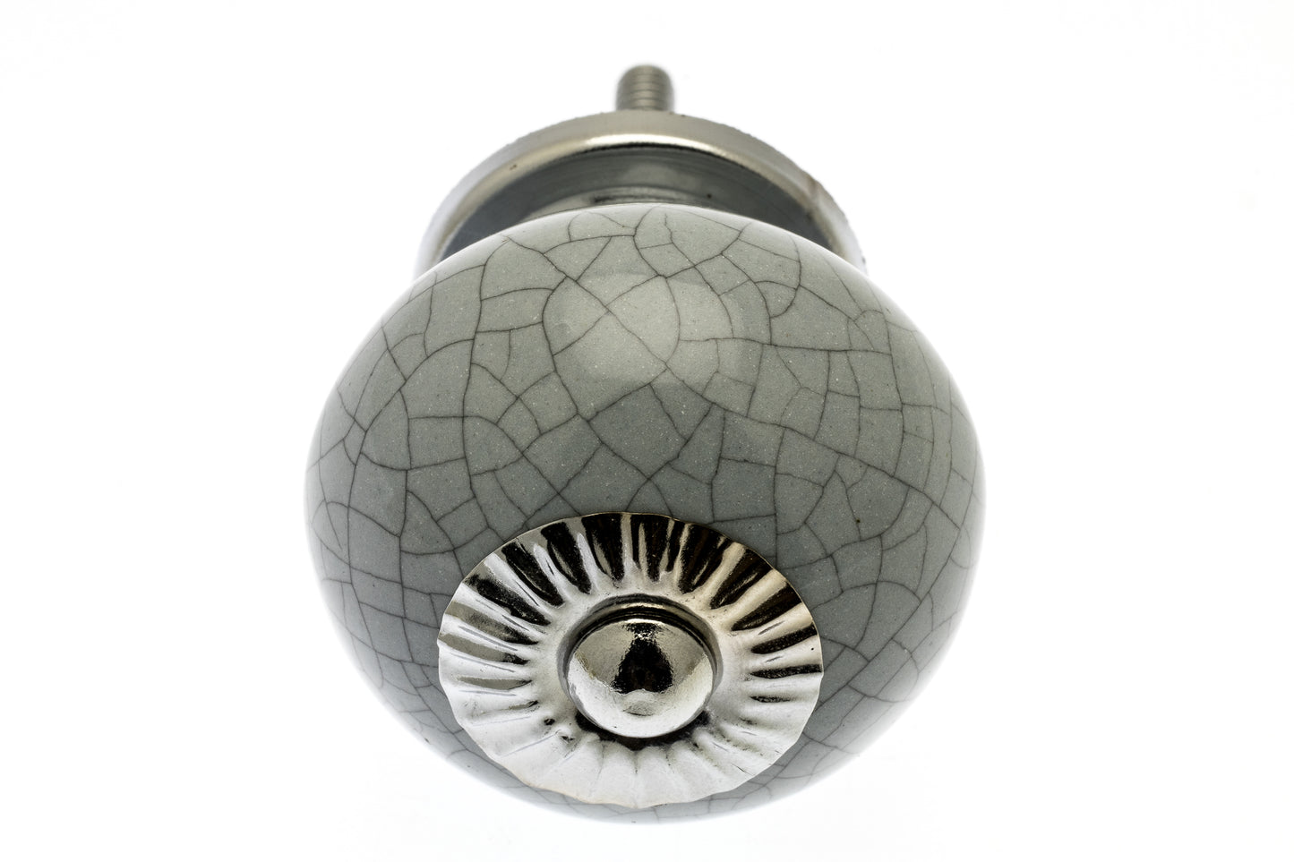 Ceramic Knob Round Grey with Crackle Glaze 40mm