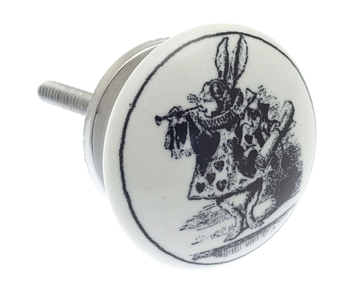 Ceramic Cupboard Knob Alice in Wonderland The Herald Rabbit
