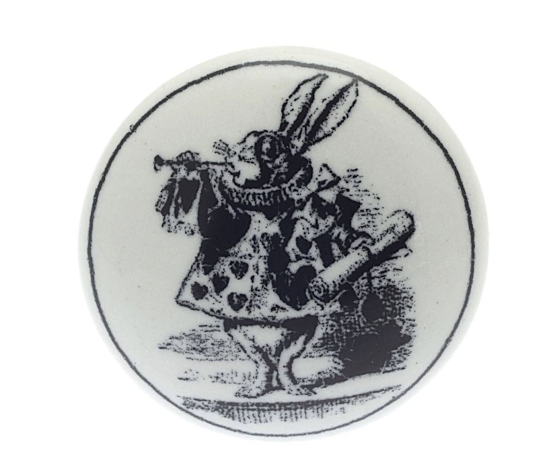 Bouton de placard en céramique Alice au pays des merveilles Le lapin héraut