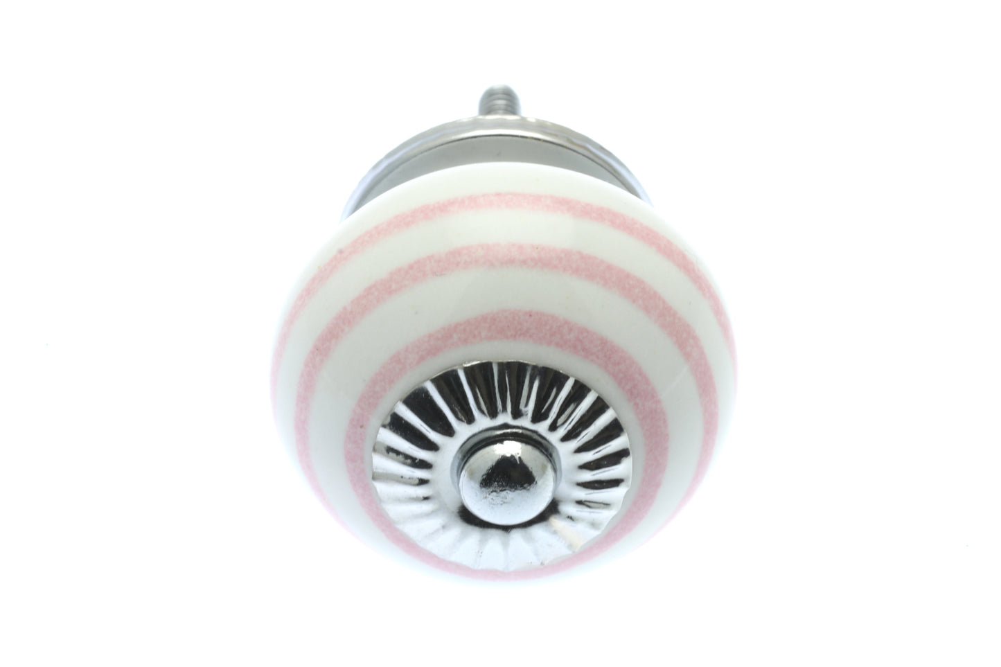 Ceramic Cupboard Knob White with Dusty Pink Stripes