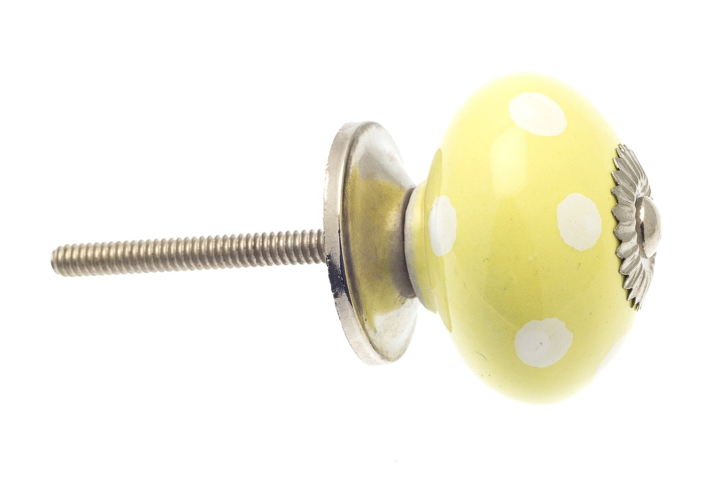 Ceramic Door Knobs Yellow with White Spots