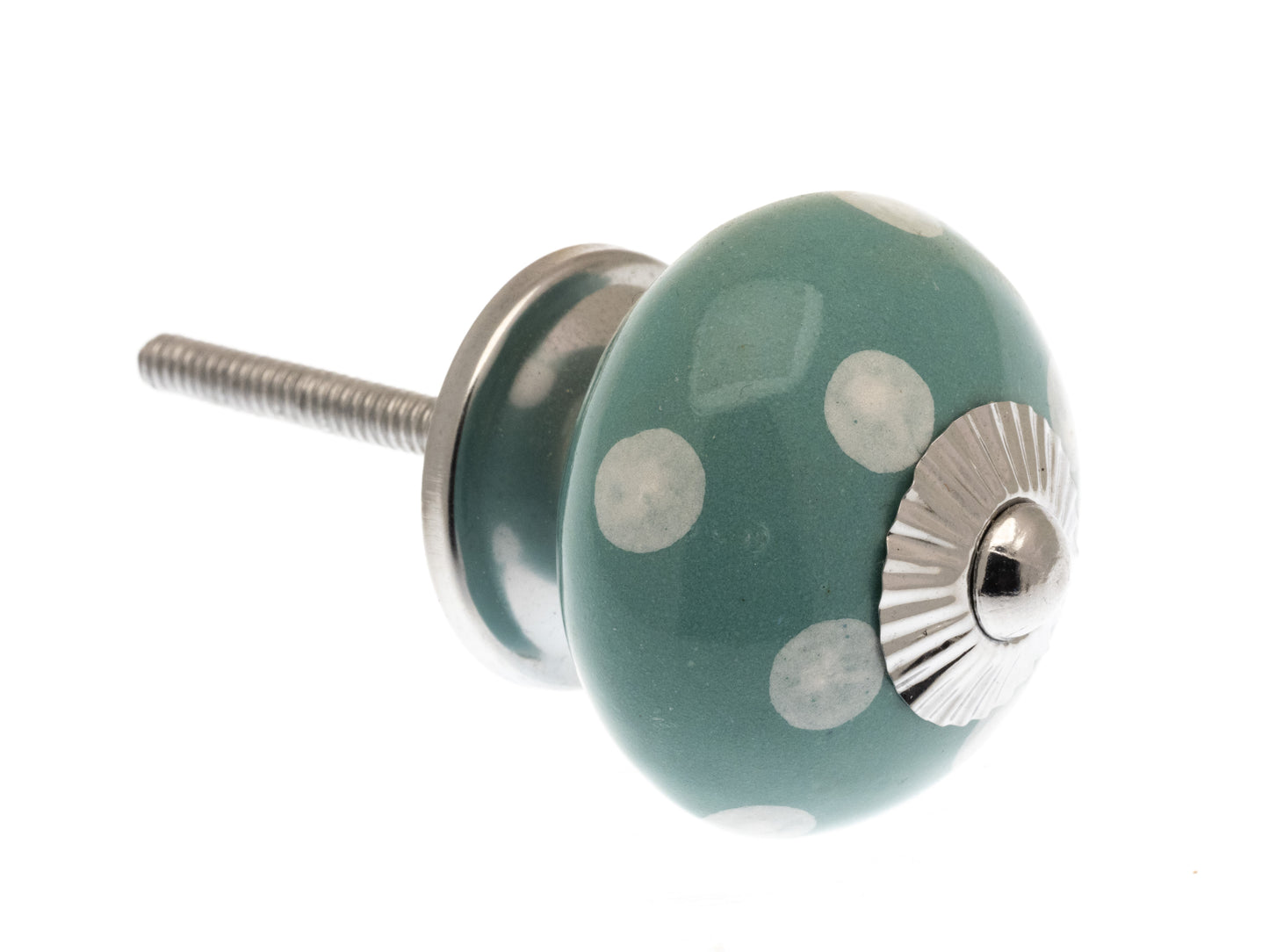 Boutons de porte de placard en céramique turquoise à pois blancs