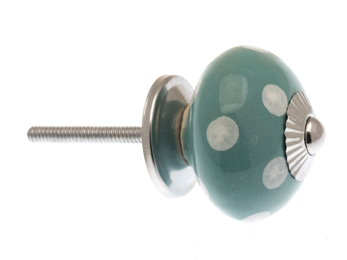 Ceramic Cupboard Door Knobs Turquoise with White Spots